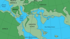 Mapa que muestra la colisión de Gran Adria con Europa