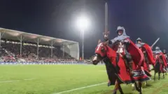 Crusaders takımının bir maçı öncesi düzenlenen gösteri