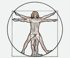 Desenho inspirado no Homem Vitruviano de Leonardo da Vinci.