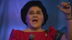 Imelda Marcos addressing a crowd at her birthday party in Manila on Tuesday