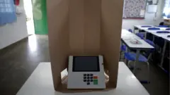 Urna eletrônica em sala de aula