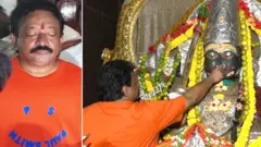హిందూ దేవత విగ్రహానికి మద్యం పట్టిస్తున్న దర్శకుడు రామ్‌గోపాల్ వర్మ