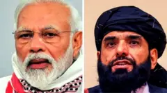 మోదీ, తాలిబాన్ నాయకుల చిత్రాలు