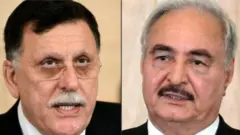 Firaministan Libya (a hagu) ya lashi takobin kare babban birnin kasar Tripoli daga mayakan Janar Khalifa Haftar (na hagu)