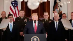Le président américain lors de sa conférence de presse mardi, après les frappes iraniennes sur une base Us en Irak.