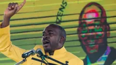 CCC leader Nelson Chamisa addresses a rally at the launch of the new party
