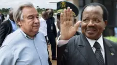 United Nations Secretary General Antonio Guterres and Cameroon President Paul Biya