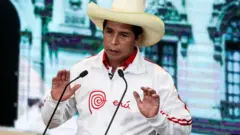 Pedro Castillo, presidente de Perú en un discurso.
