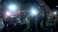 Firefighters working overnight