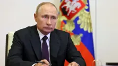Russian President Vladimir Putin attends an extraordinary meeting of the Collective Security Council of the Collective Security Treaty Organization (CSTO) via video conference call at the Novo-Ogaryovo state residence, outside Moscow, Russia, 13 September 2022. Armenia asked for help from Russia, the CSTO and the UN in a new clash with Azerbaijan.