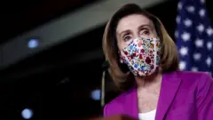 House Speaker Nancy Pelosi delivers remarks during a press conference in the US Capitol in Washington DC, 7 January 2021