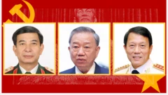 Ảnh minh họa, từ trái qua: Bộ trưởng Quốc phòng Phan Văn Giang, Tổng Bí thư Tô Lâm, Bộ trưởng Công an Lương Tam Quang 