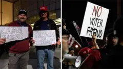Composite image of two protests
