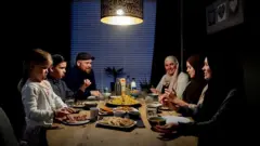 family eating together