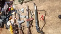 Guns, bullets and army clothe