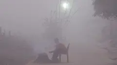 मधेशमा शीतलहरका कारण आगो तापिरहेका मानिस