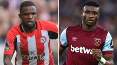 Frank Onyeka, milieu de terrain de Brentford, et Mohammed Kudus, attaquant de West Ham