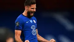 Olivier Giroud celebrates scoring for Chelsea