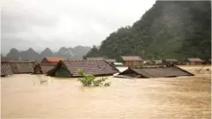 Homes in Quang Binh province have been submerged by floodwaters