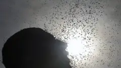 Homem se refrescando em dia de sol