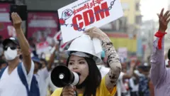 Unjuk rasa menentang kudeta, Myanmar, Yangon