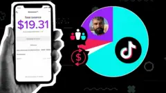Collage con gráficos y símbolo de TikTok