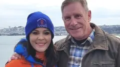 Mia Munayer and Kevin Briggs pose at Golden Gate