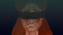 رسم تمثيلي لامرأة خسرت عينيها