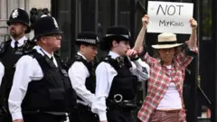 Imagen de la mujer con un cartel que dice "No es mi rey".