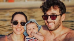 Celine Ben David Nagar pictured with her husband Ido and their baby daughter Ellie.