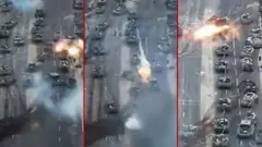 Обстрел колонны российских танков. Видео