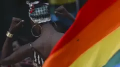 People take part in the Rainbow Pride Party - Colombo Pride 2019, in Colombo, Sri Lanka, on June 23, 2019