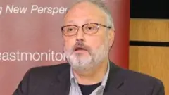 Saudi dissident Jamal Khashoggi speaks at an event hosted by Middle East Monitor in London Britain