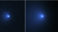 Three images of parts of the Bernardinelli-Bernstein comet