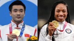 Cao Yuan y Allyson Felix.
