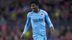 Nigeria and Slavia Prague's Peter Olayinka