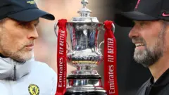 Chelsea boss Thomas Tuchel and Liverpool boss Jurgen Klopp with the FA Cup