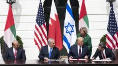 مراسم توقيع اتفاقيات التطبيع في البيت الابيض