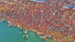 One drone image show millions of pilgrims for di Kumbh Mela festival for Prayagraj for January 2025