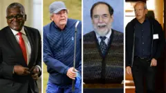 (L-R)Aliko Dangote, Johann Rupert, Nicky Oppenheimer Nassef Sawiris