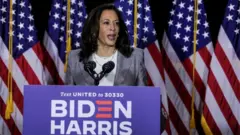 Kamala Harris speaks a campaign event in Wilmington, Delaware, 13 August 2020