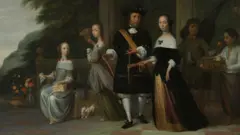 Pieter Cnoll, família e seu servente escravizado, pintura de Jacob Coema