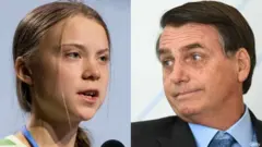 Greta Thunberg y Jair Bolsonaro.