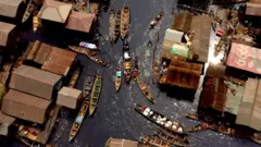 Aerial shot of homes