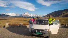 Radka and Ivar in Los Glaciares national park, near El Chalten