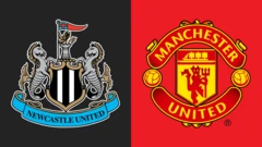 Newcastle United and Manchester United club badges