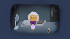 Illustration of Cho in her flat.