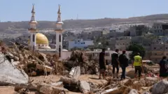 Kerusakan di Kota Derna, Libia, akibat banjir bandang.