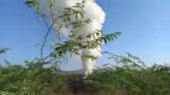 صورة للدخان المتصاعد من بركان في المنطقة الشمالية الشرقية لإثيوبيا