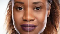 Femme avant et après le maquillage